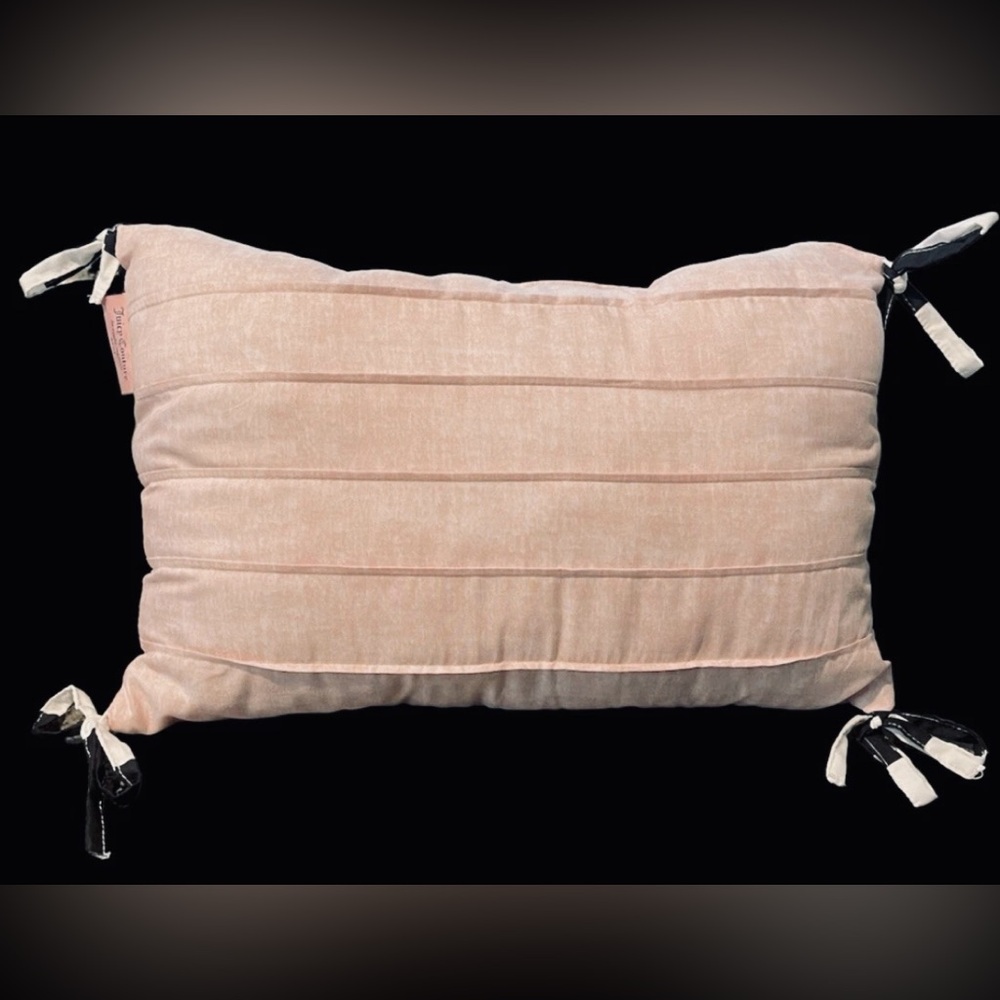 Juicy Couture Home Decorative Throw Pillow Pink Rectangle Black & White Tassels